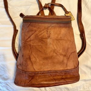 Frye small campus leather brown backpack bag